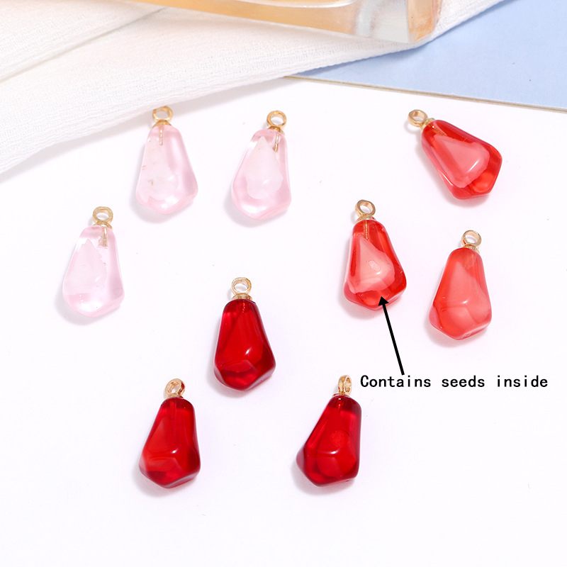 Resin Art Notes - 10pcs Pomegranate Seed Resin Pendants Fruit