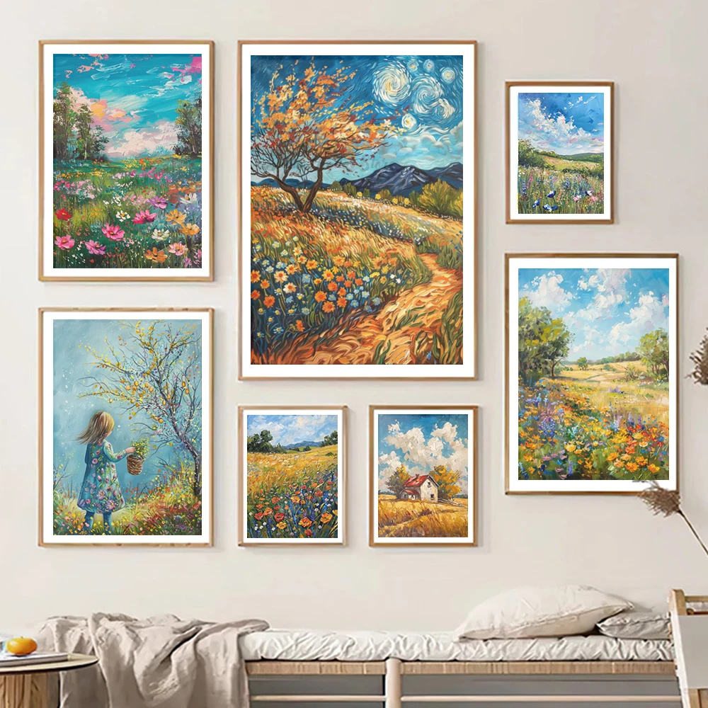 Resin Art Flower - European Rural Scenery Aesthetic Art Posters