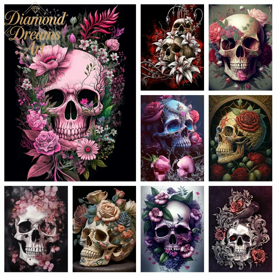 Resin Art Rose - Frameless,Halloween Skull Diamond Painting Art Mexican