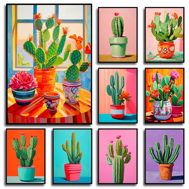 Colorful Cactus Flower Vase Di - Resin Art Flower ulasan dan harga