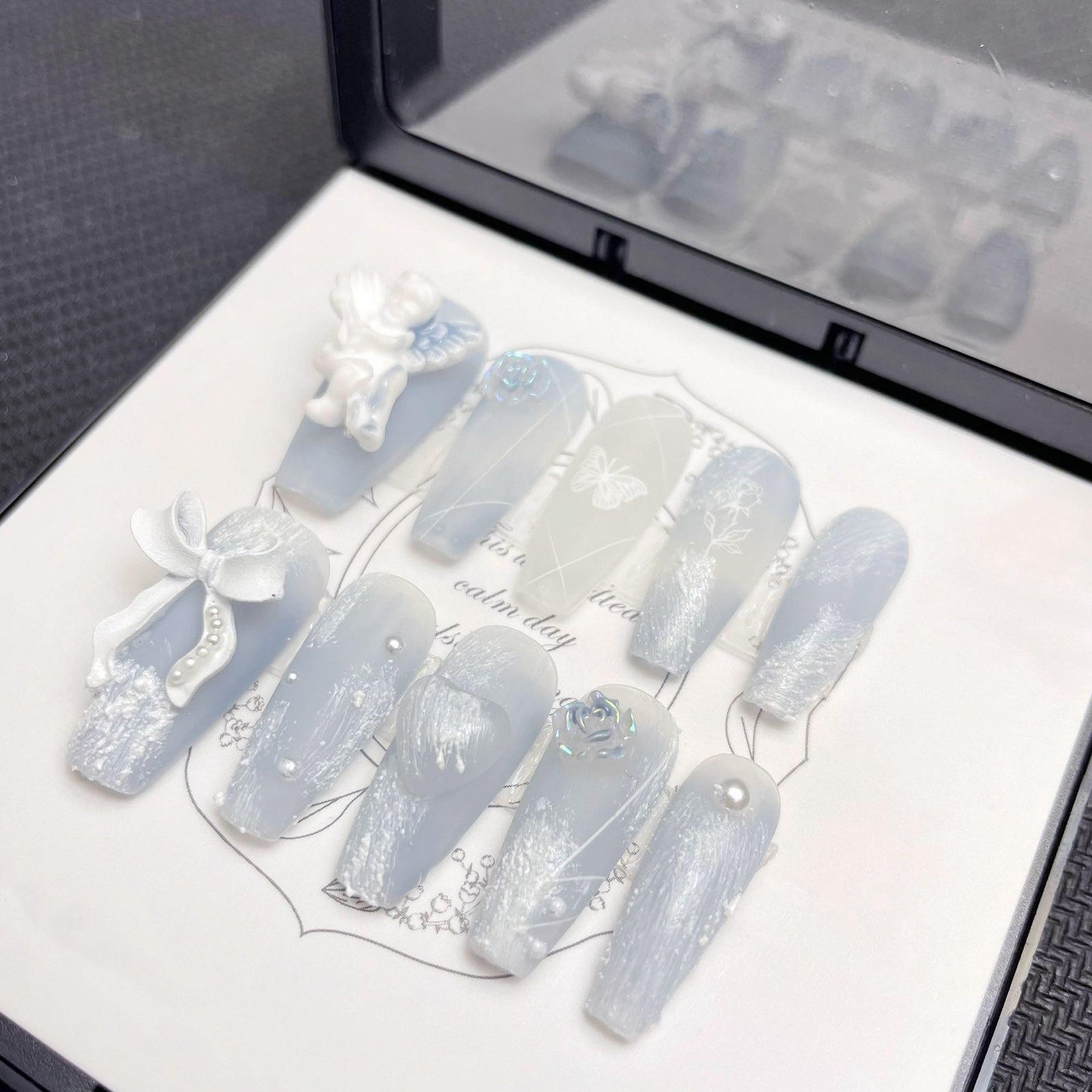 3D Plaster Angel False Nails G - Resin Art Flower ulasan dan harga