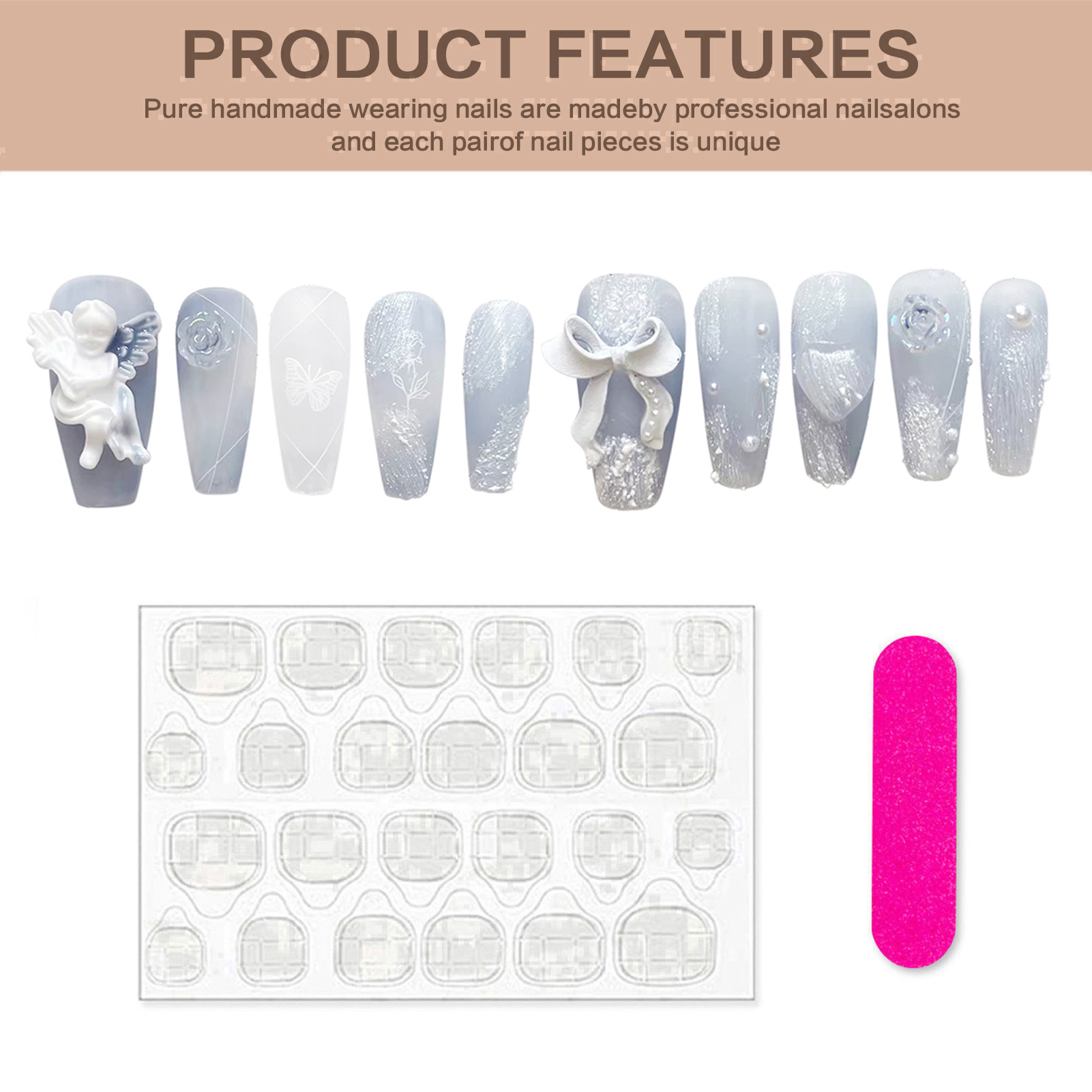 3D Plaster Angel False Nails G - Resin Art Flower ulasan dan harga