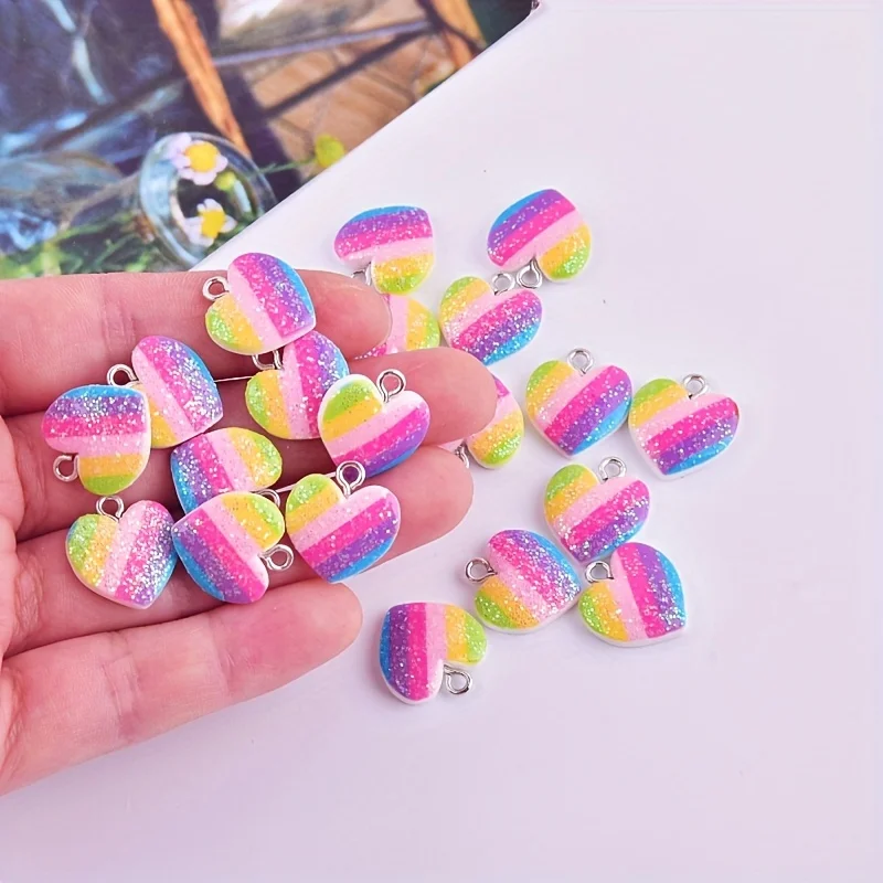 10Pcs Colorful Heart Resin Cha - Resin Art Notes ulasan dan harga