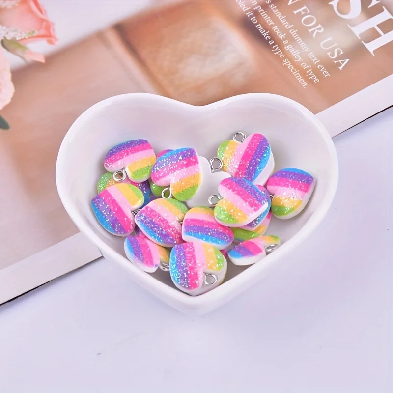 10Pcs Colorful Heart Resin Cha - Resin Art Notes ulasan dan harga
