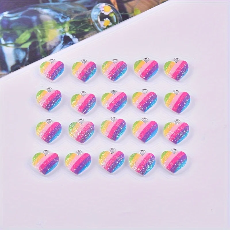 10Pcs Colorful Heart Resin Cha - Resin Art Notes ulasan dan harga