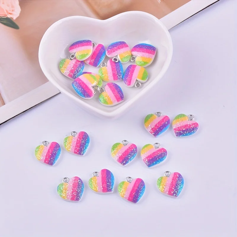 10Pcs Colorful Heart Resin Cha - Resin Art Notes ulasan dan harga