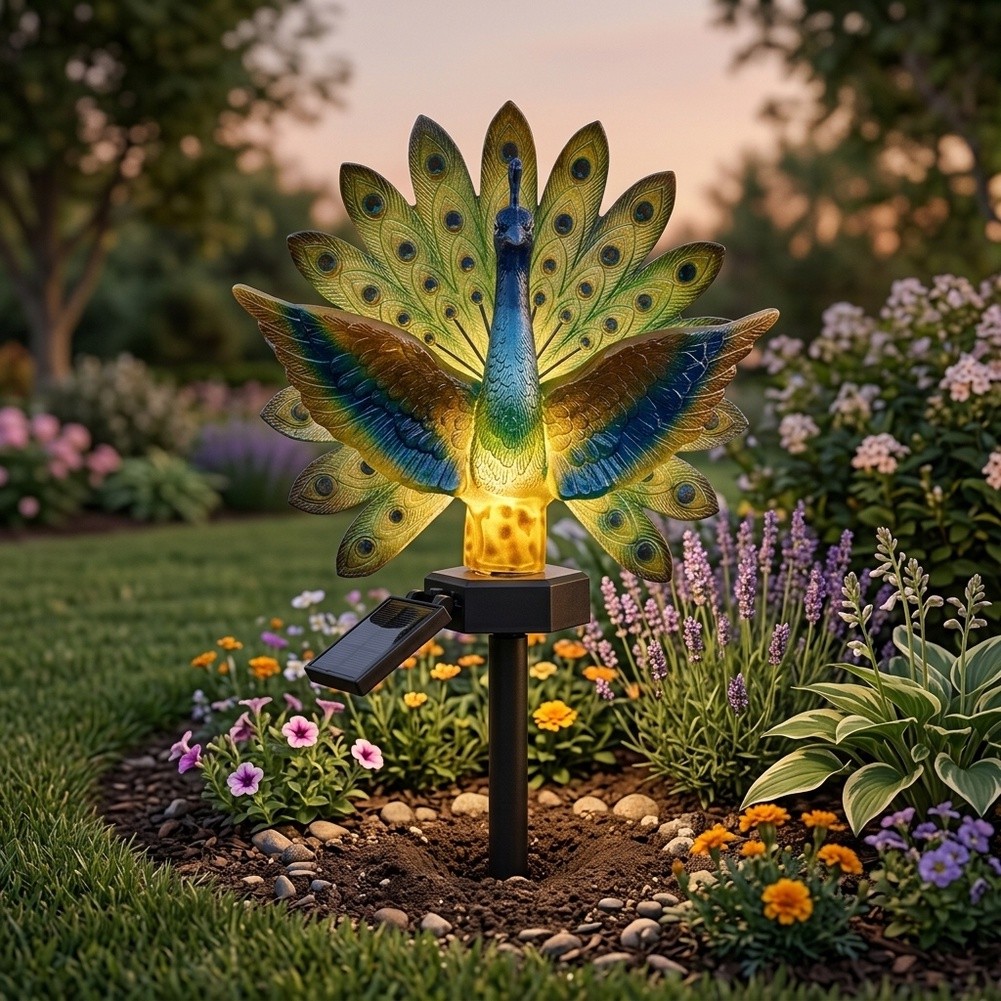 Resin Solar Peacock Garden Art - Resin Art Use ulasan dan harga
