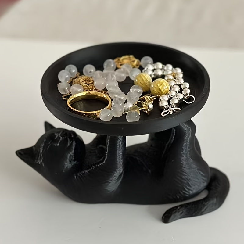 1Pc Resin Cat Statue with Tray - Resin Art Table ulasan dan harga
