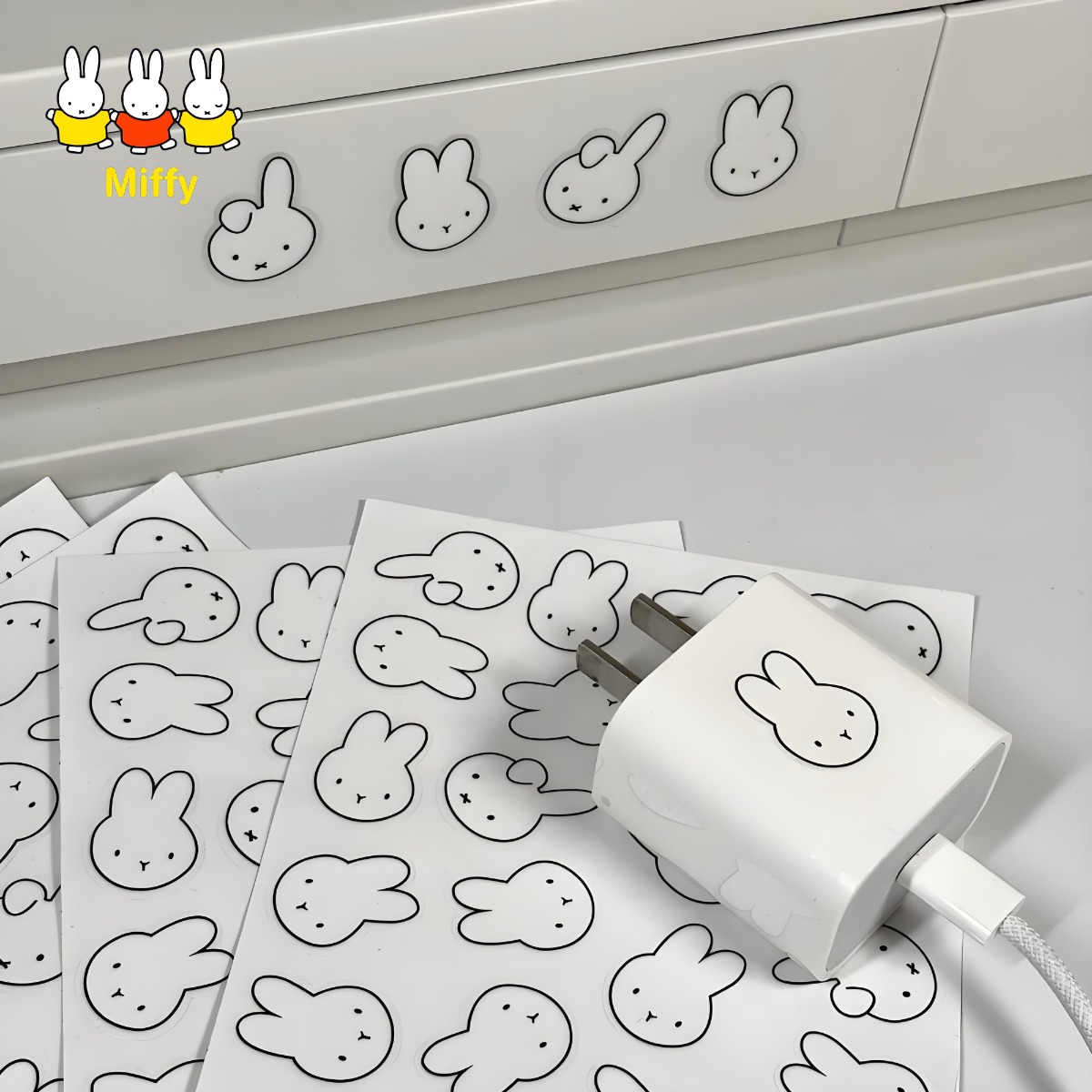Kawaii Anime Miffy Rabbit Wate - Resin Art Sticker ulasan dan harga