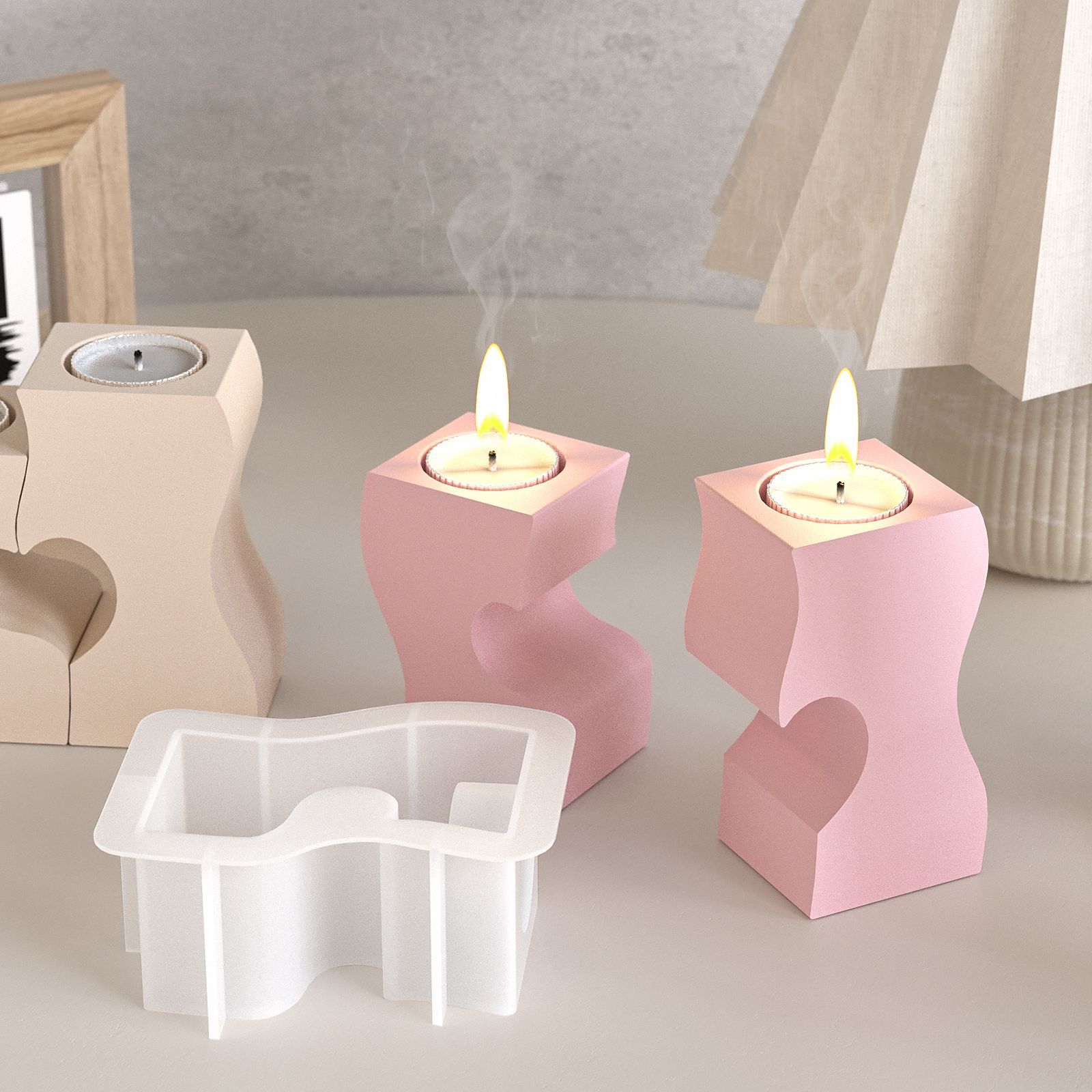 S Heart Candlestick Silicone M - Resin Art Uv ulasan dan harga