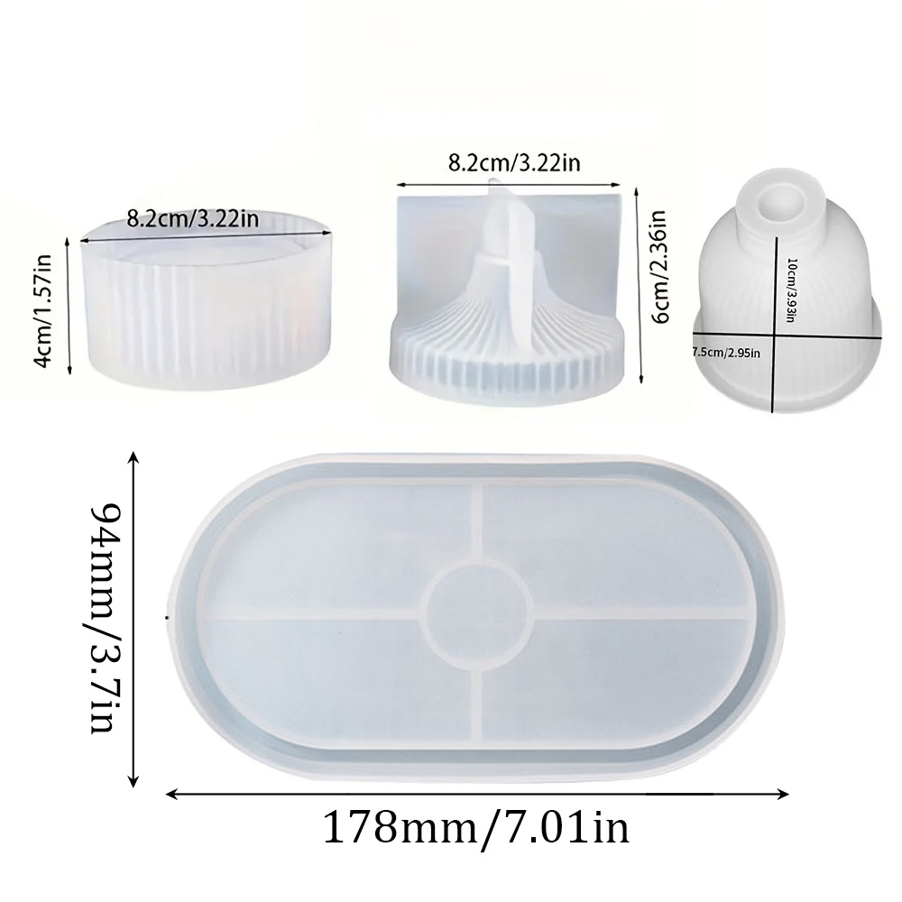 4pcs Silicone Molds Oval Tray  - Resin Art Products ulasan dan harga