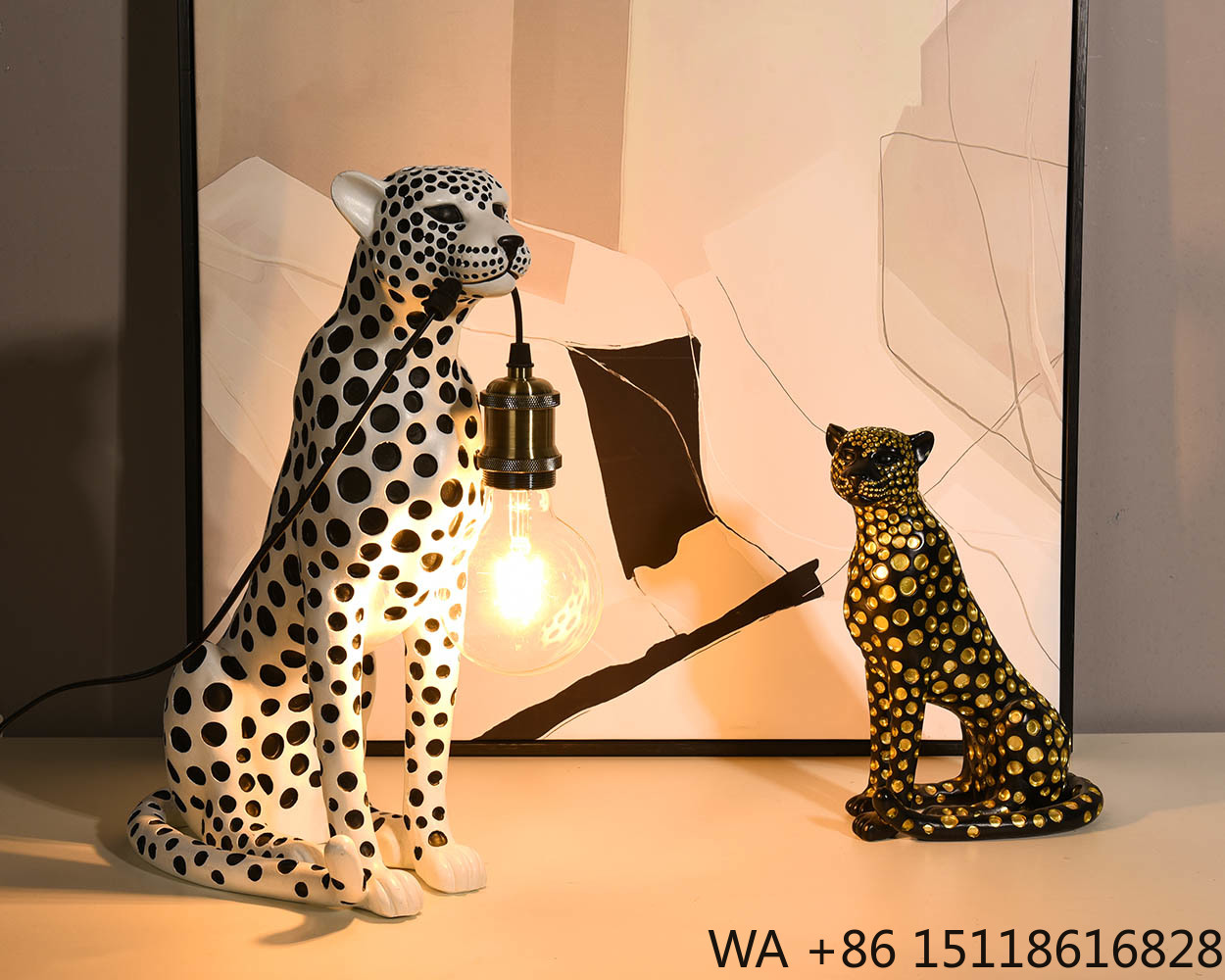 Modern Art Animal Leopard Resi - Resin Art Table ulasan dan harga