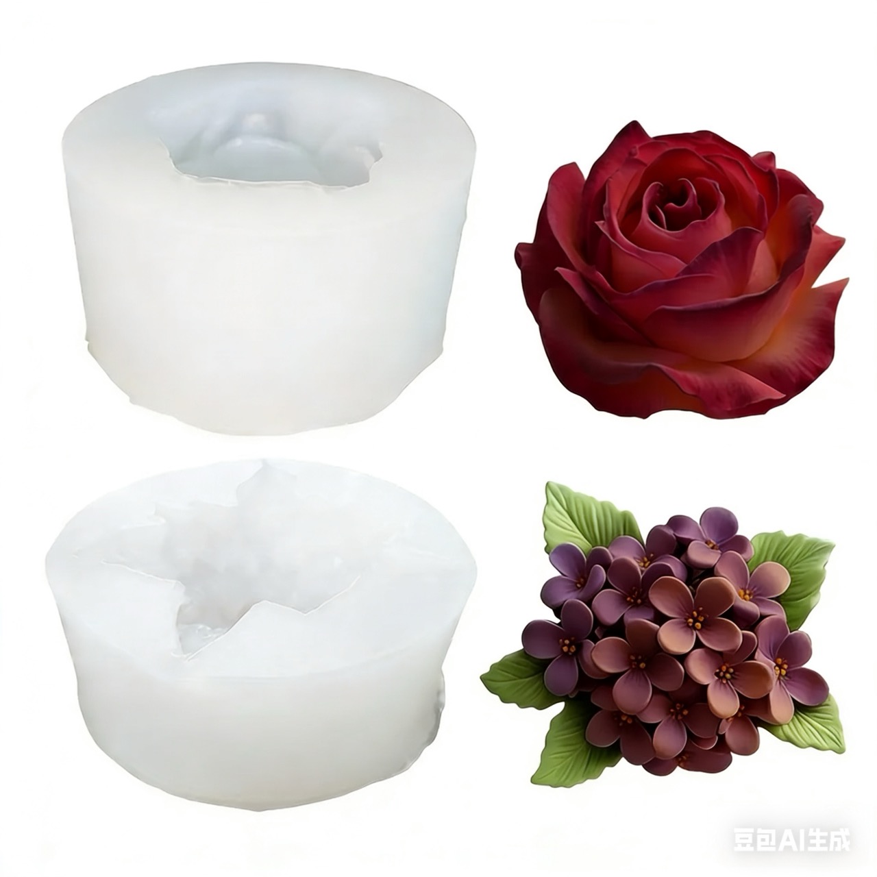 2-Piece 3D Rose and Lilac Sili - Resin Art Rose ulasan dan harga