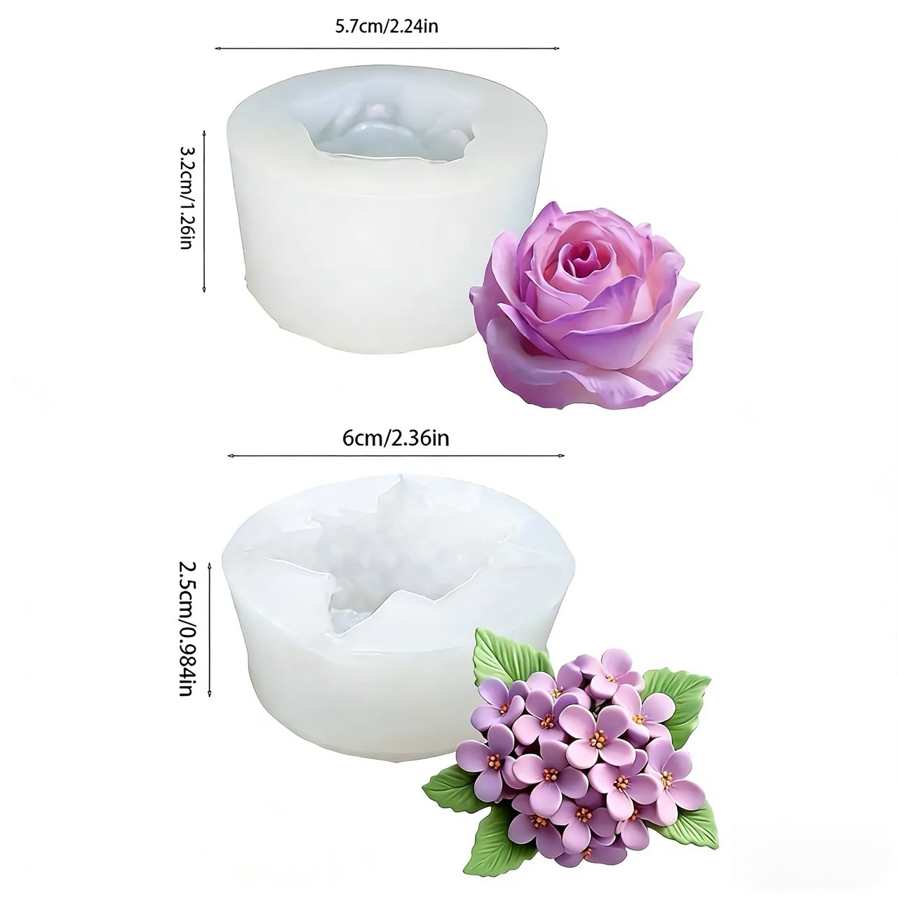 2-Piece 3D Rose and Lilac Sili - Resin Art Rose ulasan dan harga