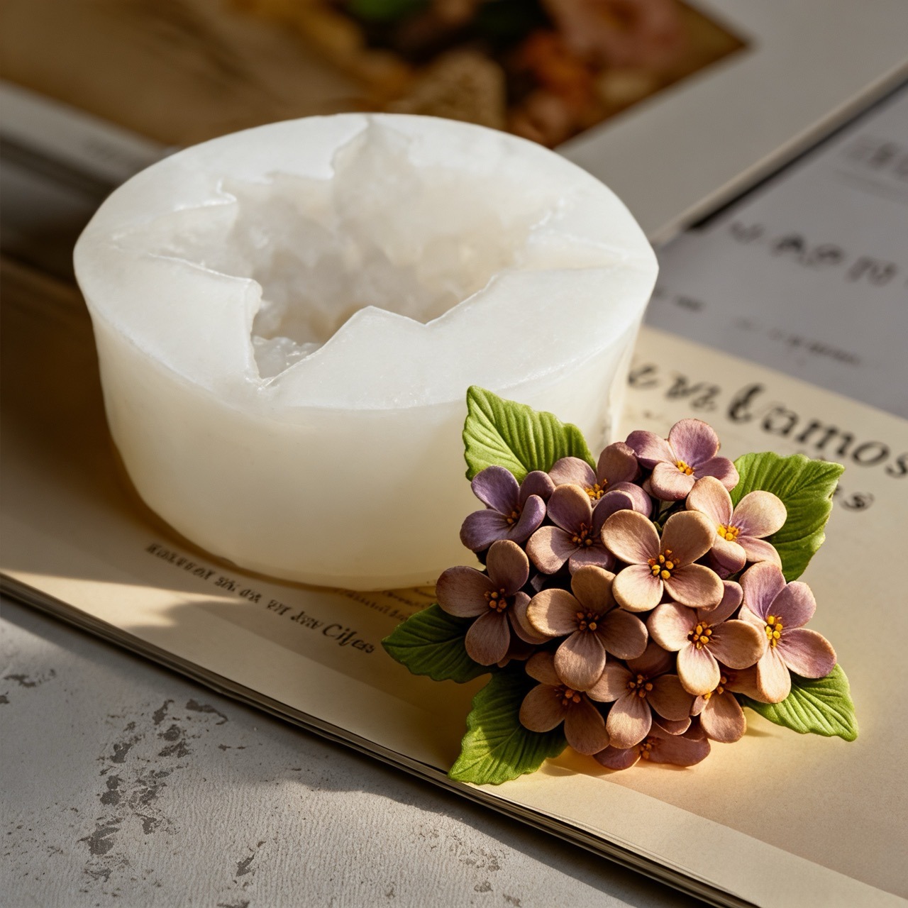 2-Piece 3D Rose and Lilac Sili - Resin Art Rose ulasan dan harga