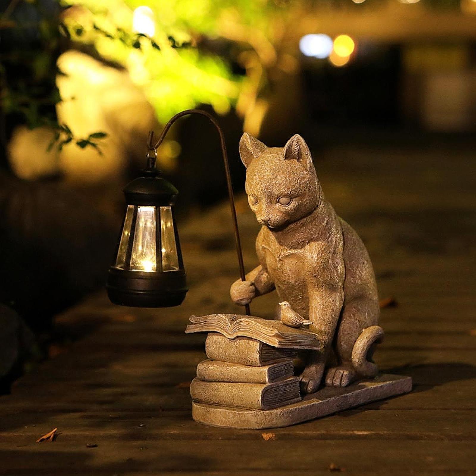 Cat Solar Garden Mini Statue S - Resin Art Light ulasan dan harga