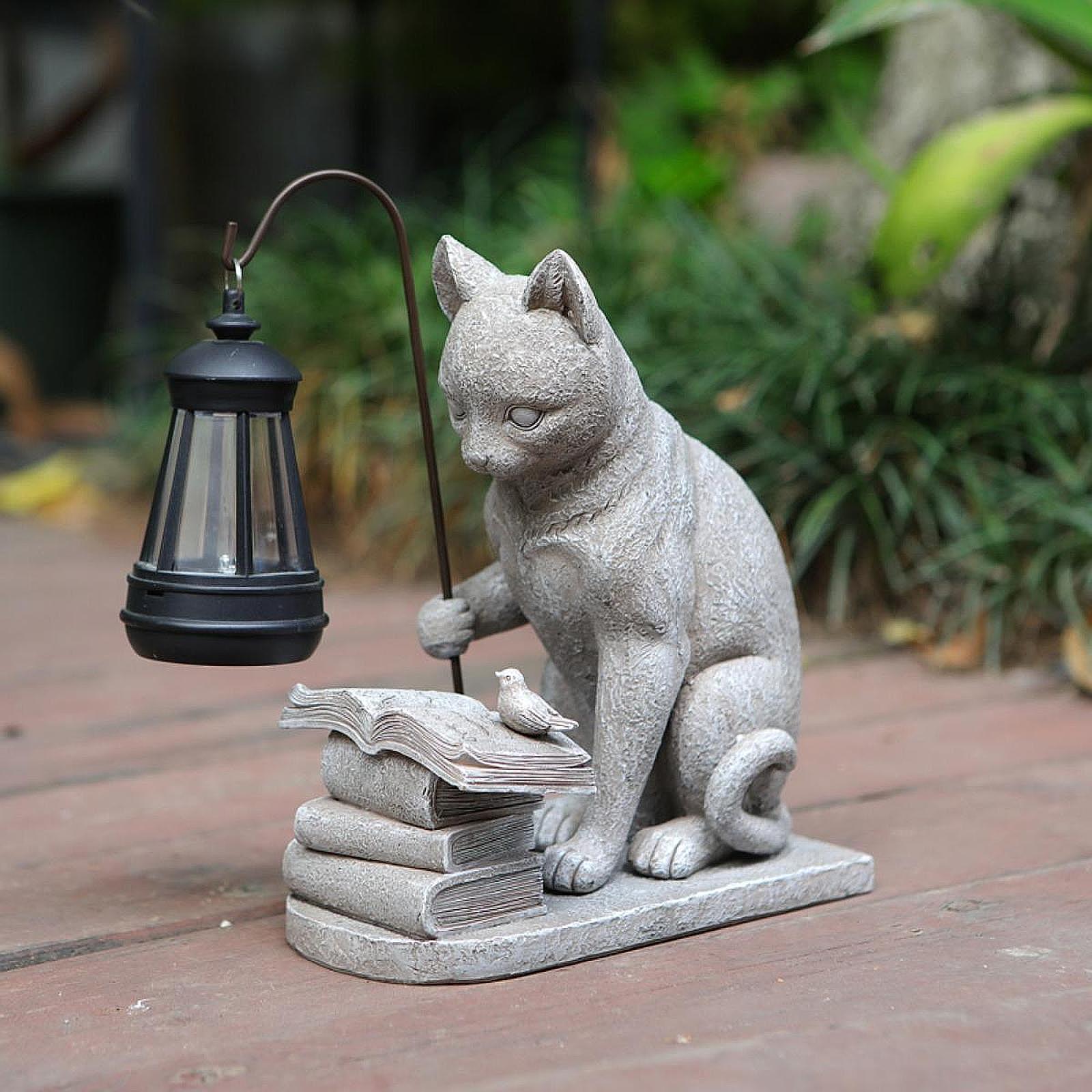 Cat Solar Garden Mini Statue S - Resin Art Light ulasan dan harga