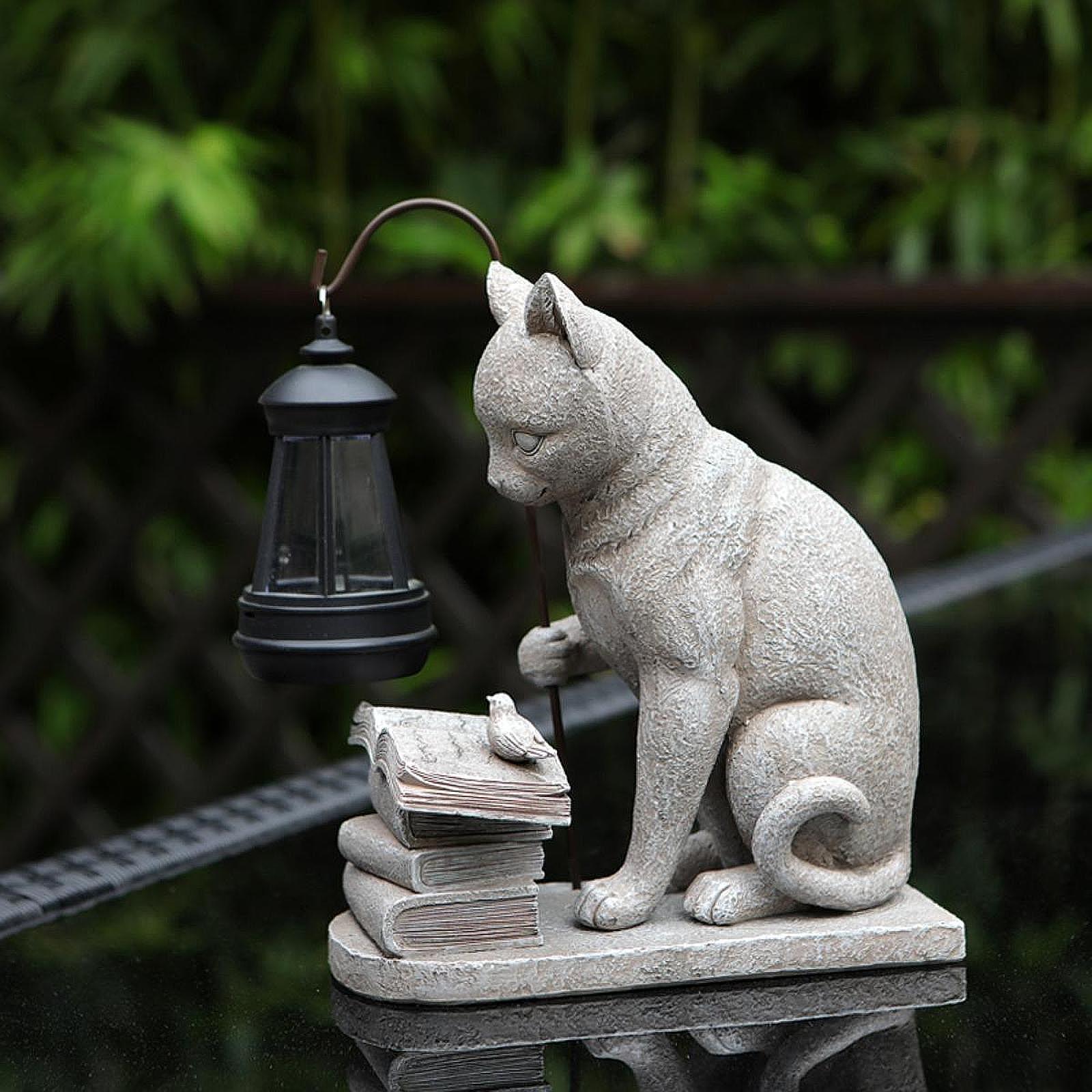 Cat Solar Garden Mini Statue S - Resin Art Light ulasan dan harga