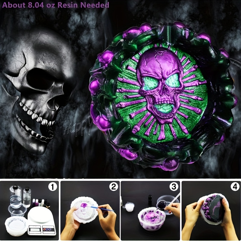 Ashtray mold, skull DIY craft  - Resin Art Products ulasan dan harga